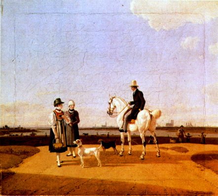 Wilhelm von Kobell Cavalier et 2 jeunes filles, 1829