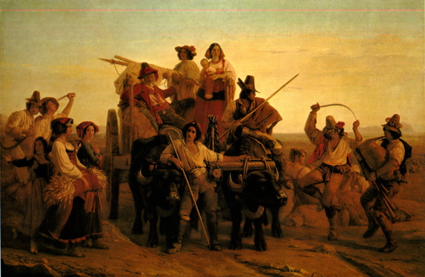 Léopold Robert Arrivée des moissonneurs dans les marais Pontins