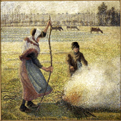 Pissarro Jeune paysanne faisant du feu