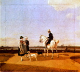 Wilhelm von Kobell Cavalier et 2 jeunes filles, 1829