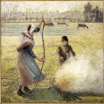 Pissarro Jeune paysanne faisant du feu