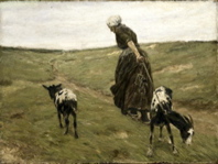 Liebermann Femme avec des chèvres dans les dunes